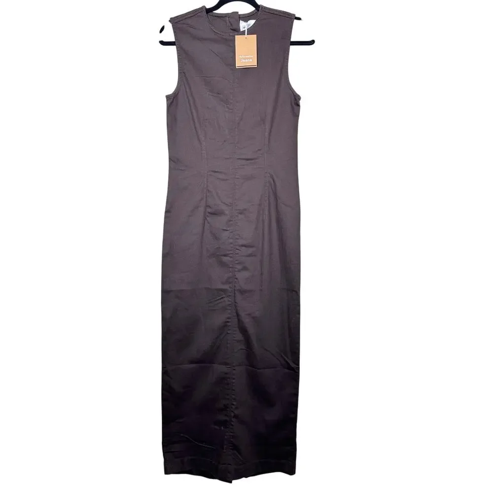 Reformation Kendi Denim Midi Column Dress Stretch Mole Brown Size 2 NWT - Picture 3 of 9
